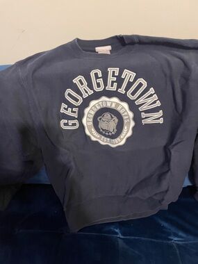 Champion Navy Georgetown Crewneck Sweatshirt with White Logo
